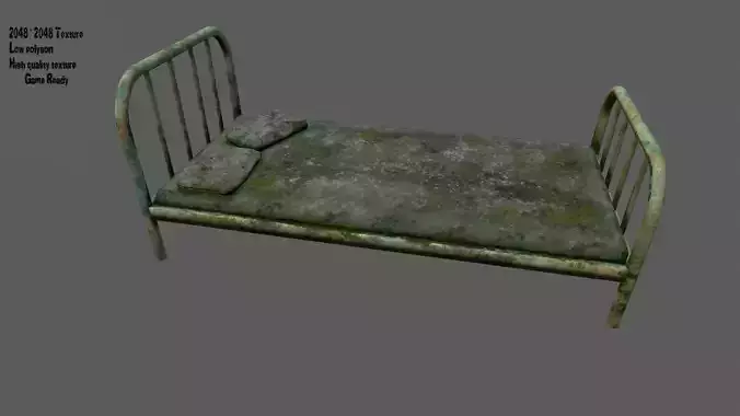 old bed Low-poly 3D model