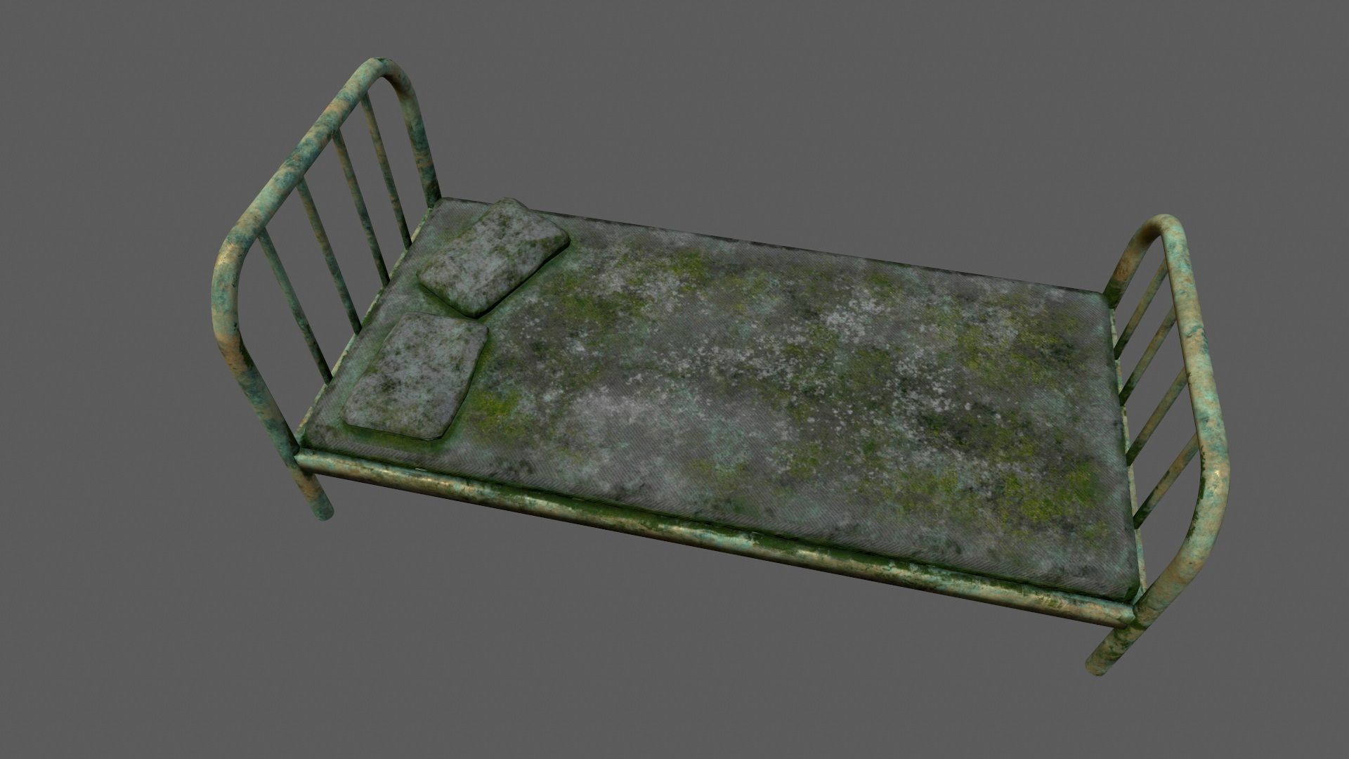 old bed Low-poly 3D model_10