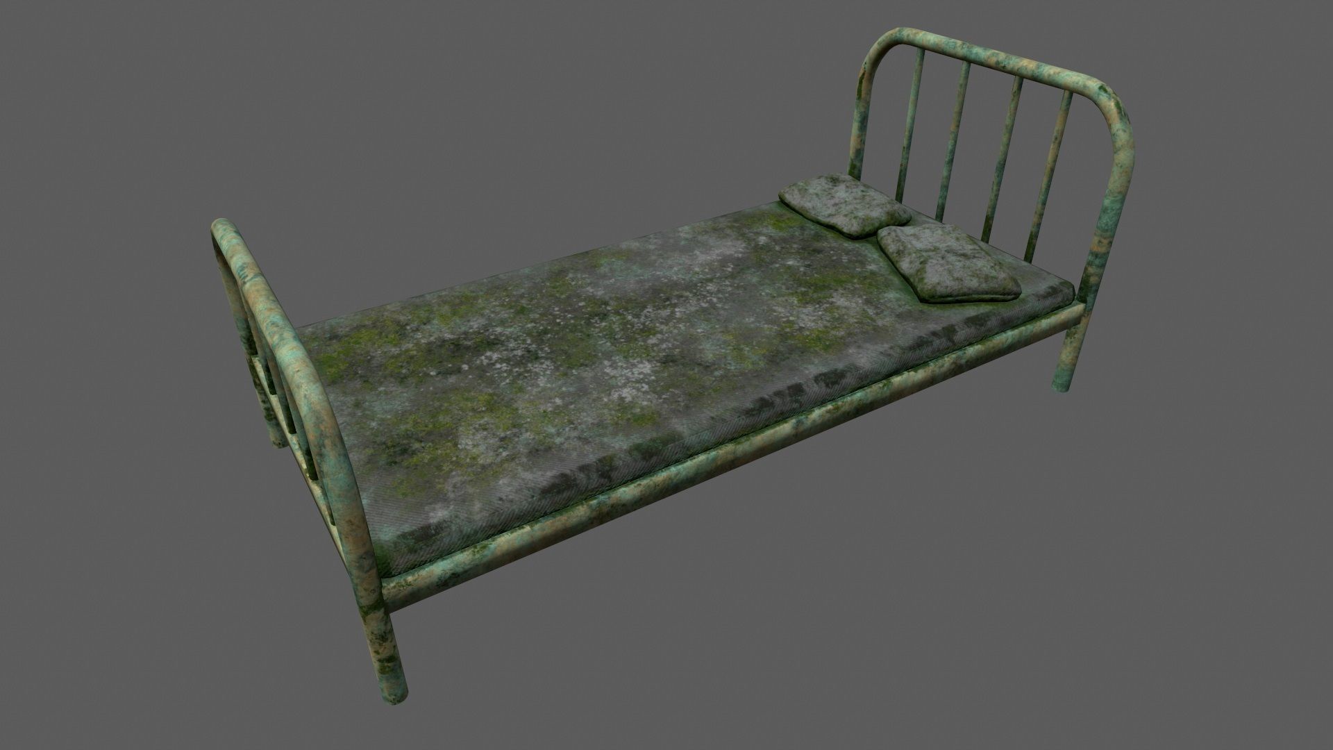 old bed Low-poly 3D model_6