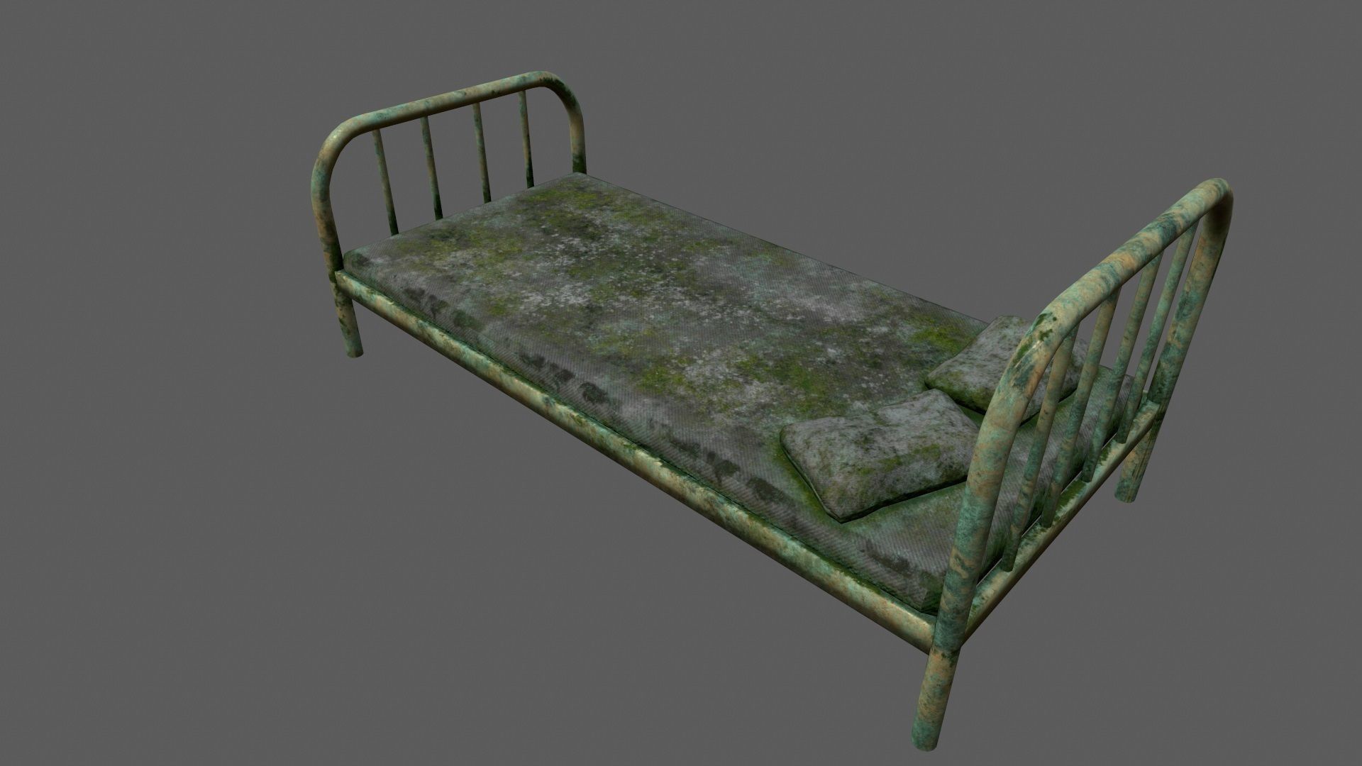 old bed Low-poly 3D model_4