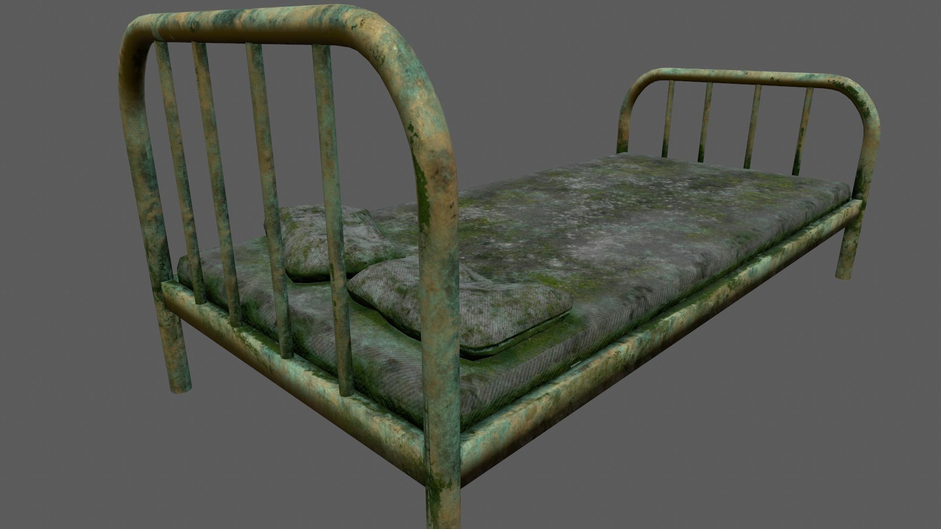 old bed Low-poly 3D model_11