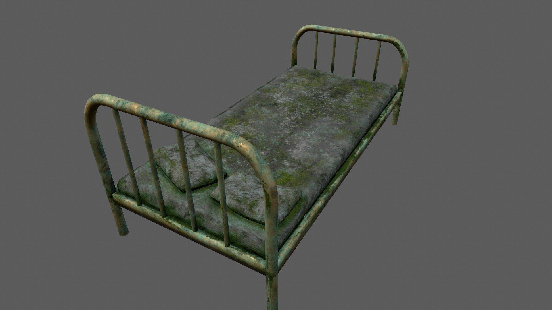 old bed Low-poly 3D model_2