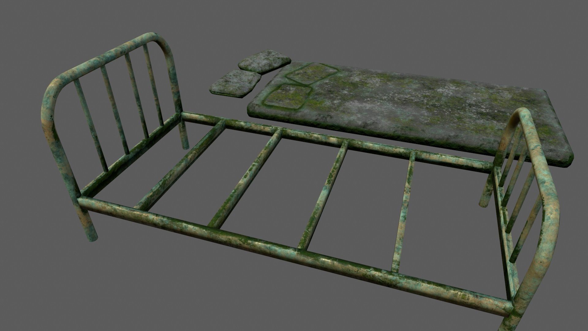 old bed Low-poly 3D model_13