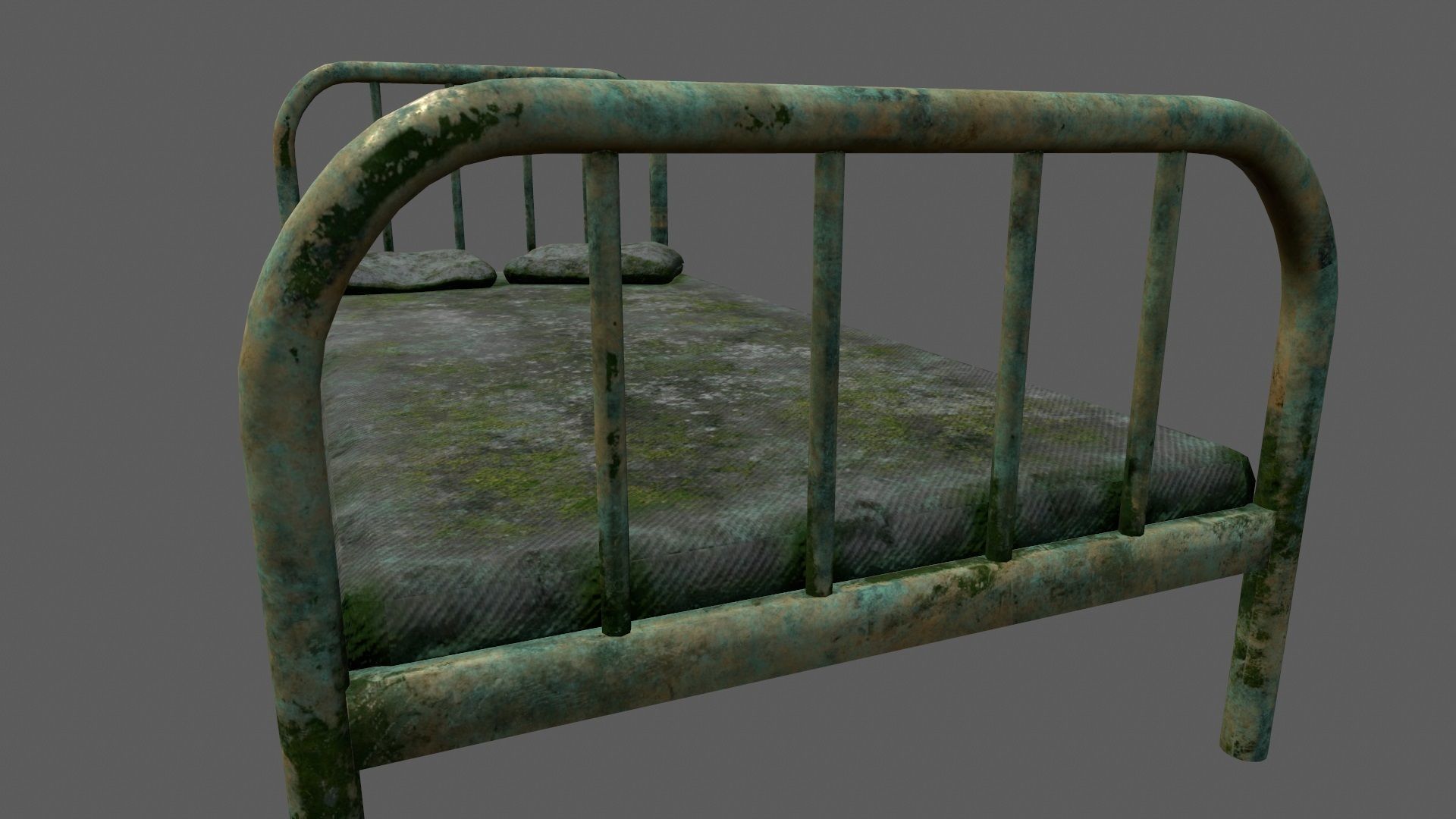 old bed Low-poly 3D model_12