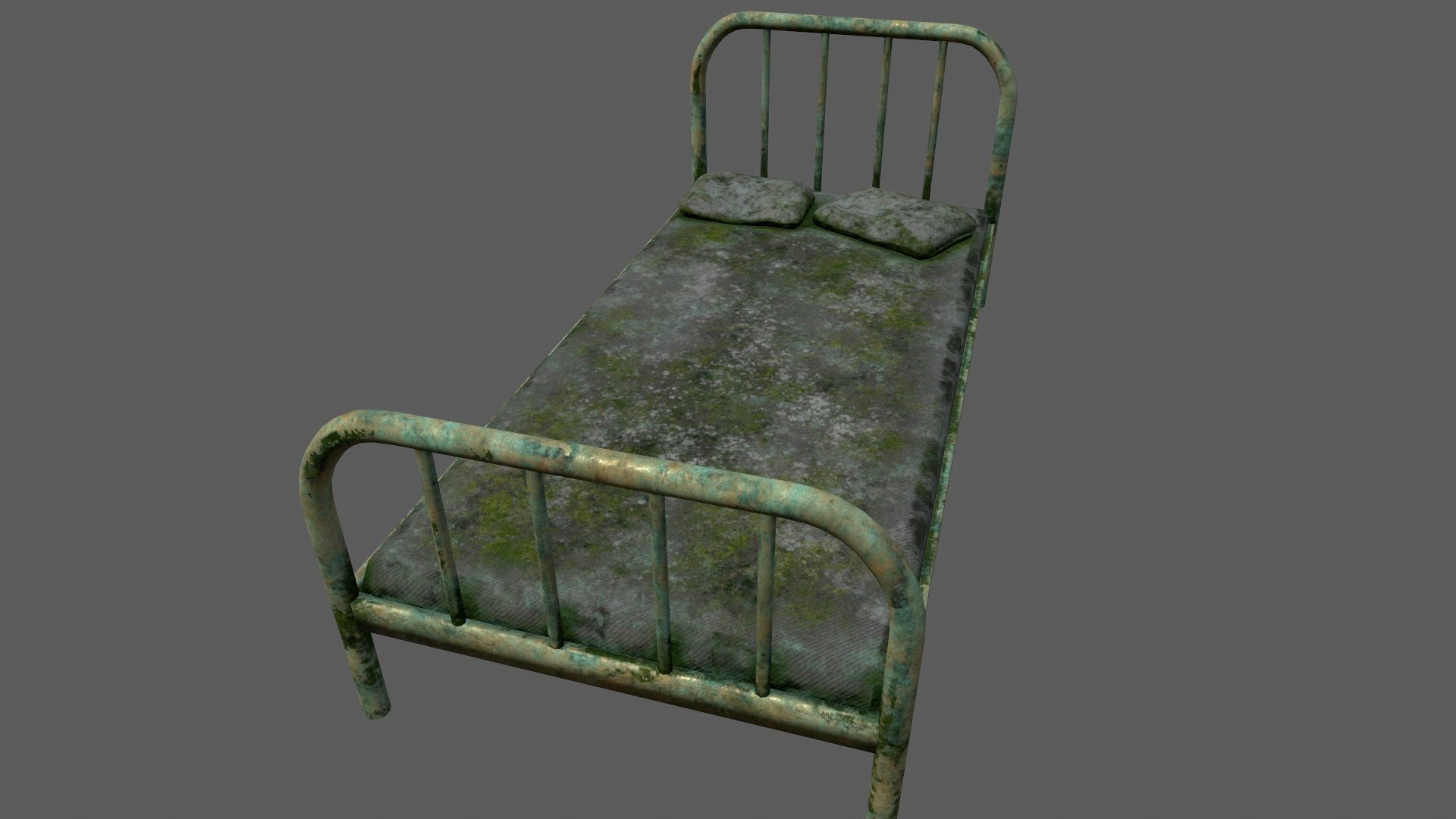 old bed Low-poly 3D model_7
