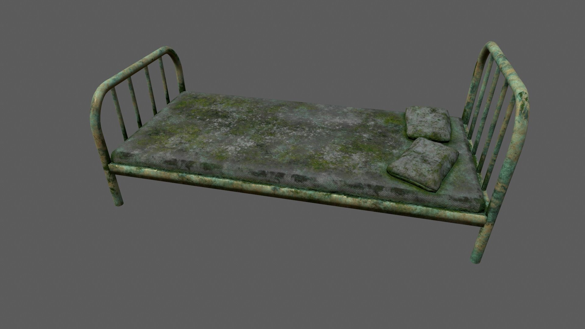 old bed Low-poly 3D model_5