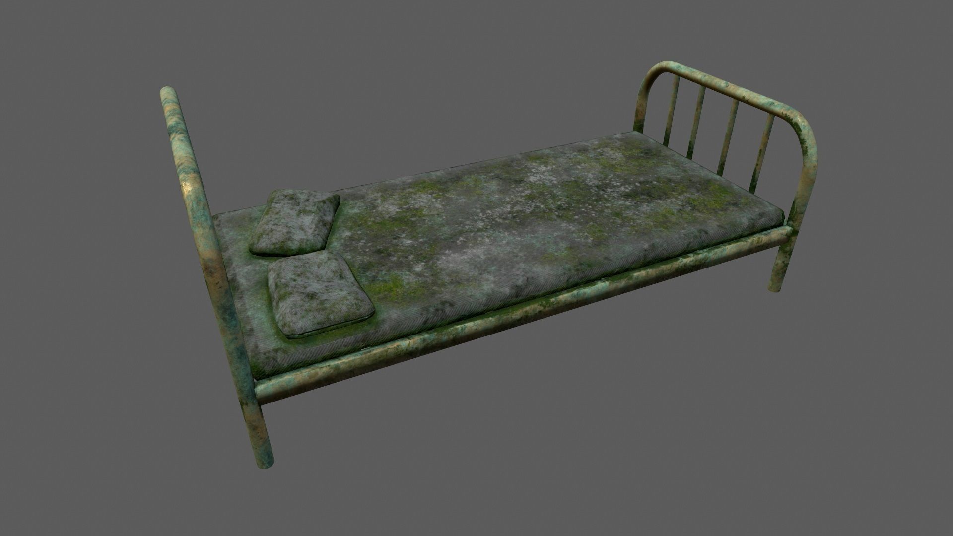 old bed Low-poly 3D model_1