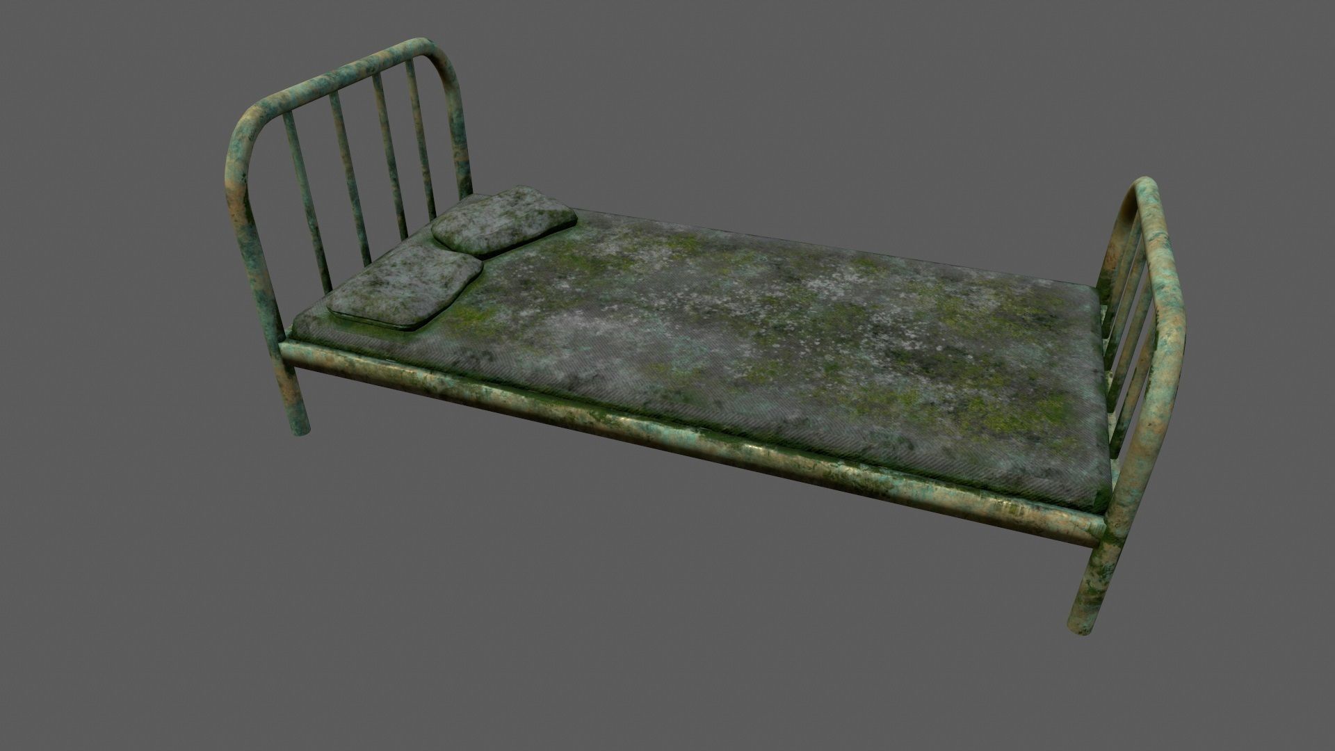 old bed Low-poly 3D model_9