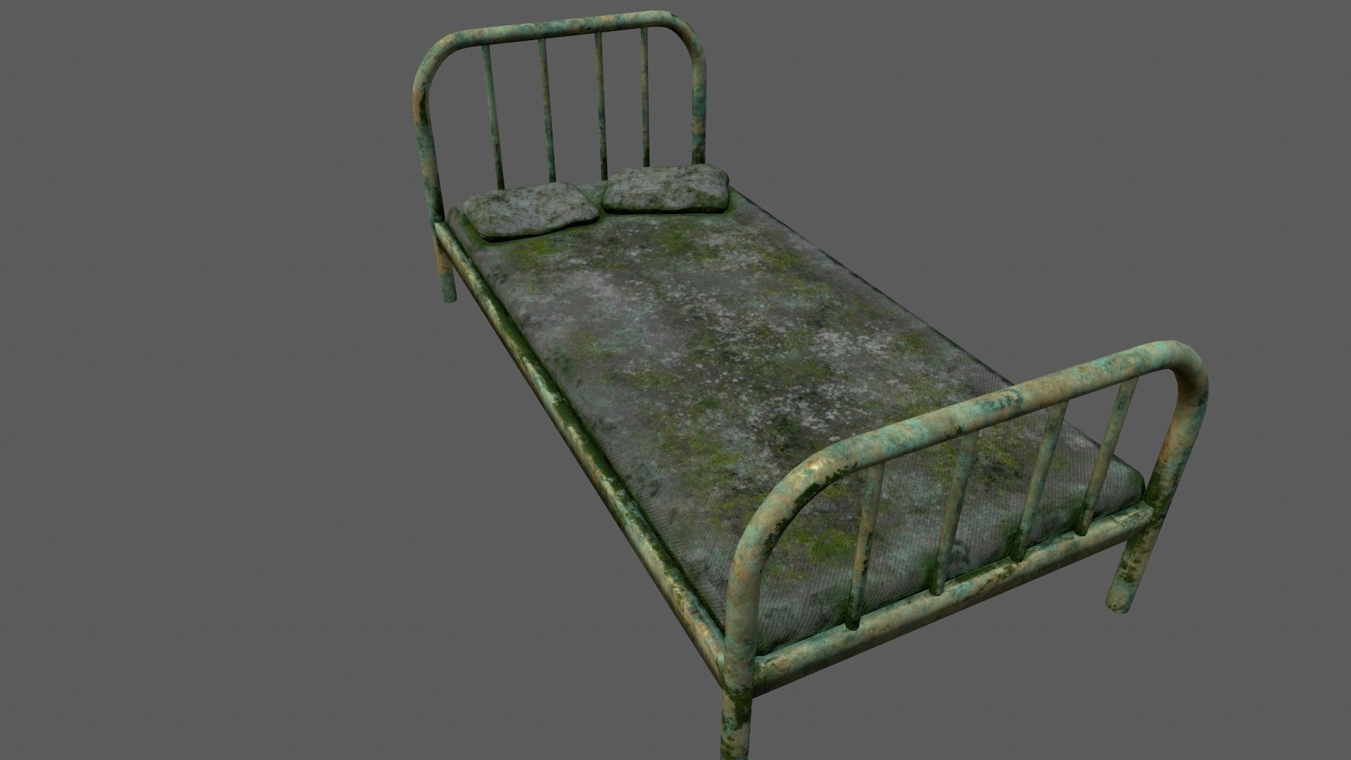 old bed Low-poly 3D model_8