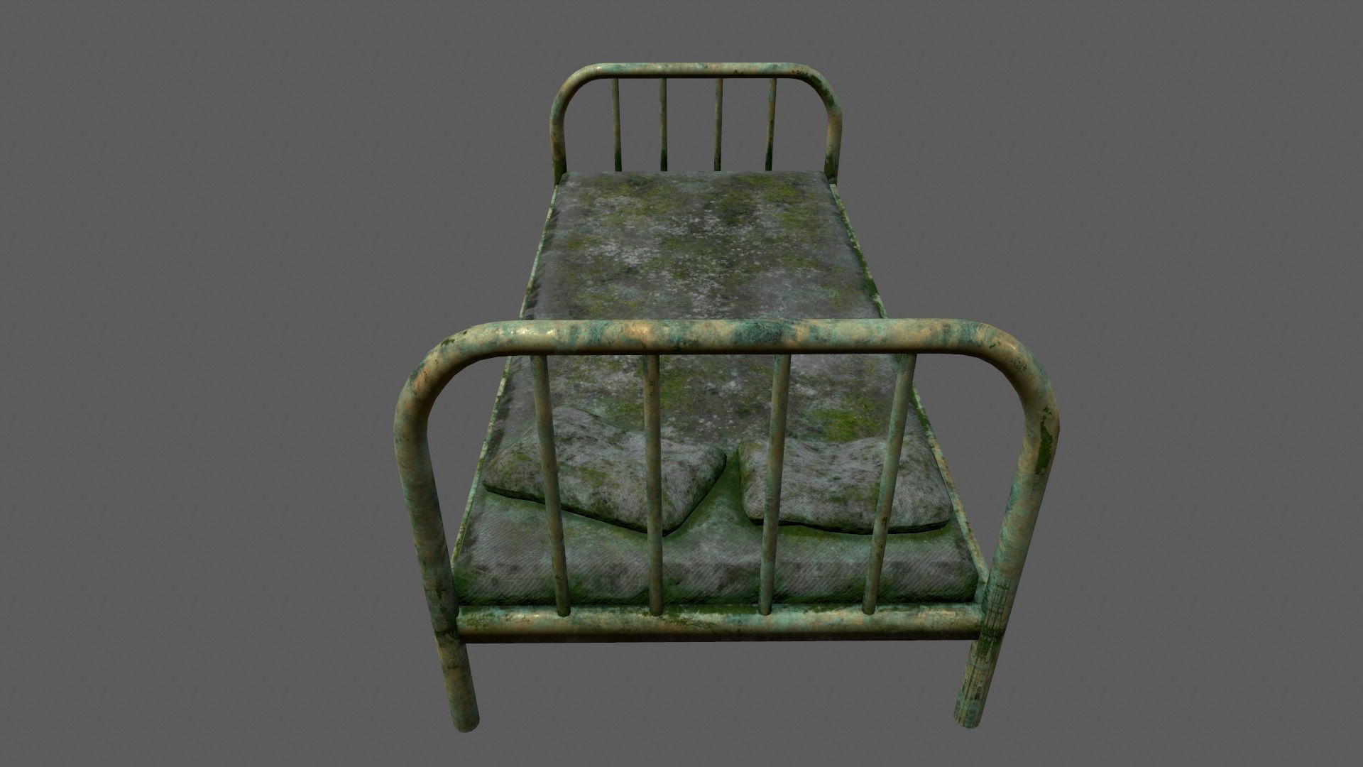 old bed Low-poly 3D model_3