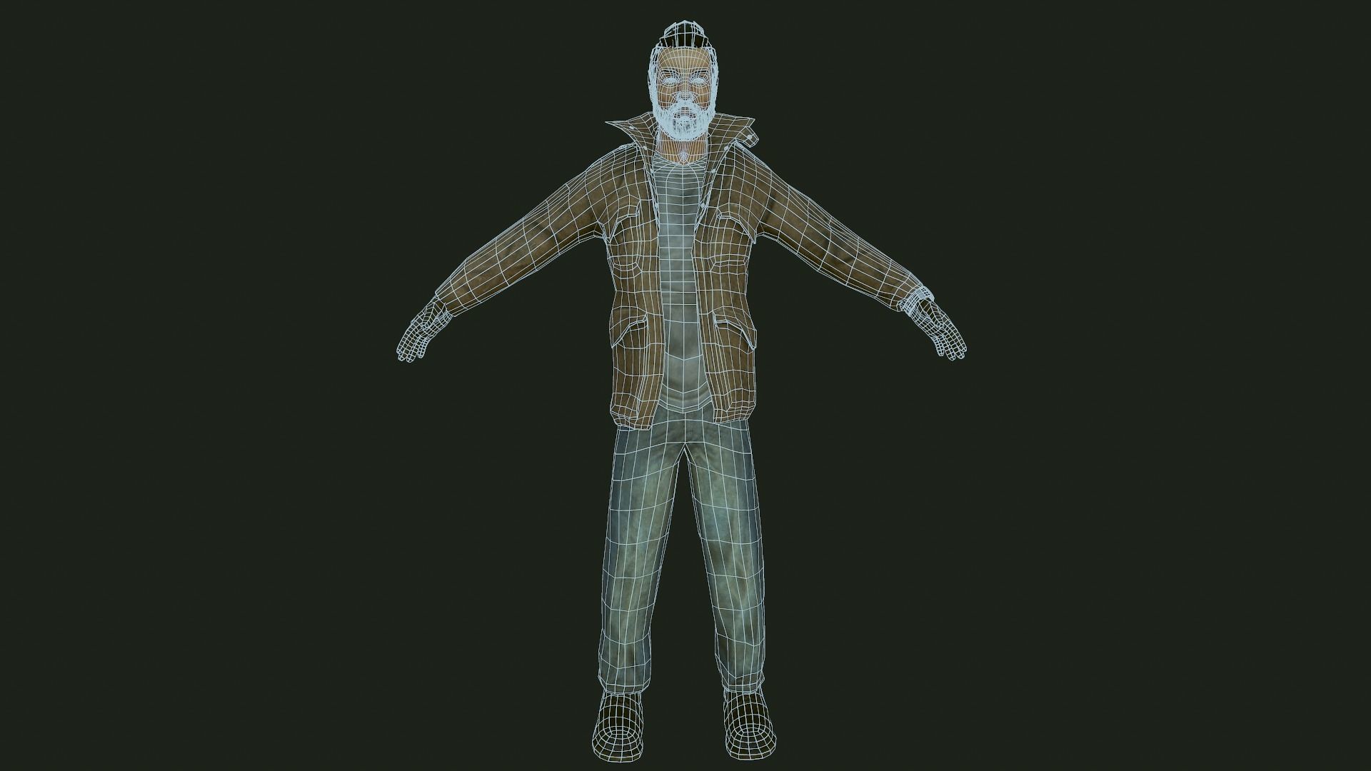 Male Apocalyptic Low-poly 3D model_3