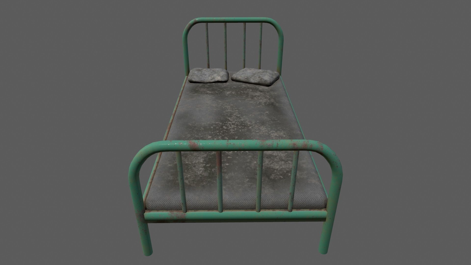 old bed  Low-poly 3D model_8