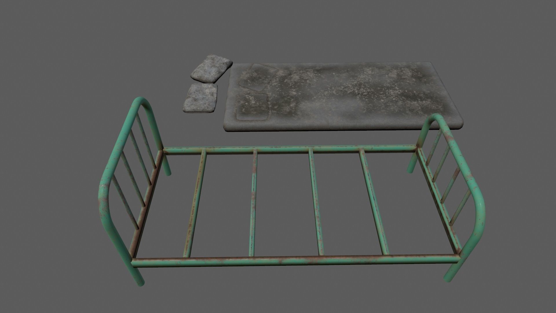 old bed  Low-poly 3D model_11