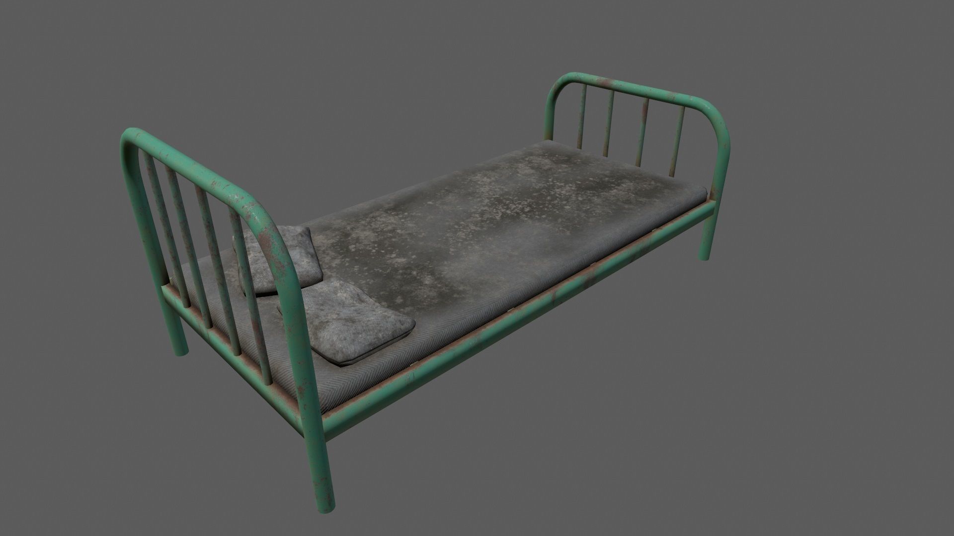 old bed  Low-poly 3D model_2