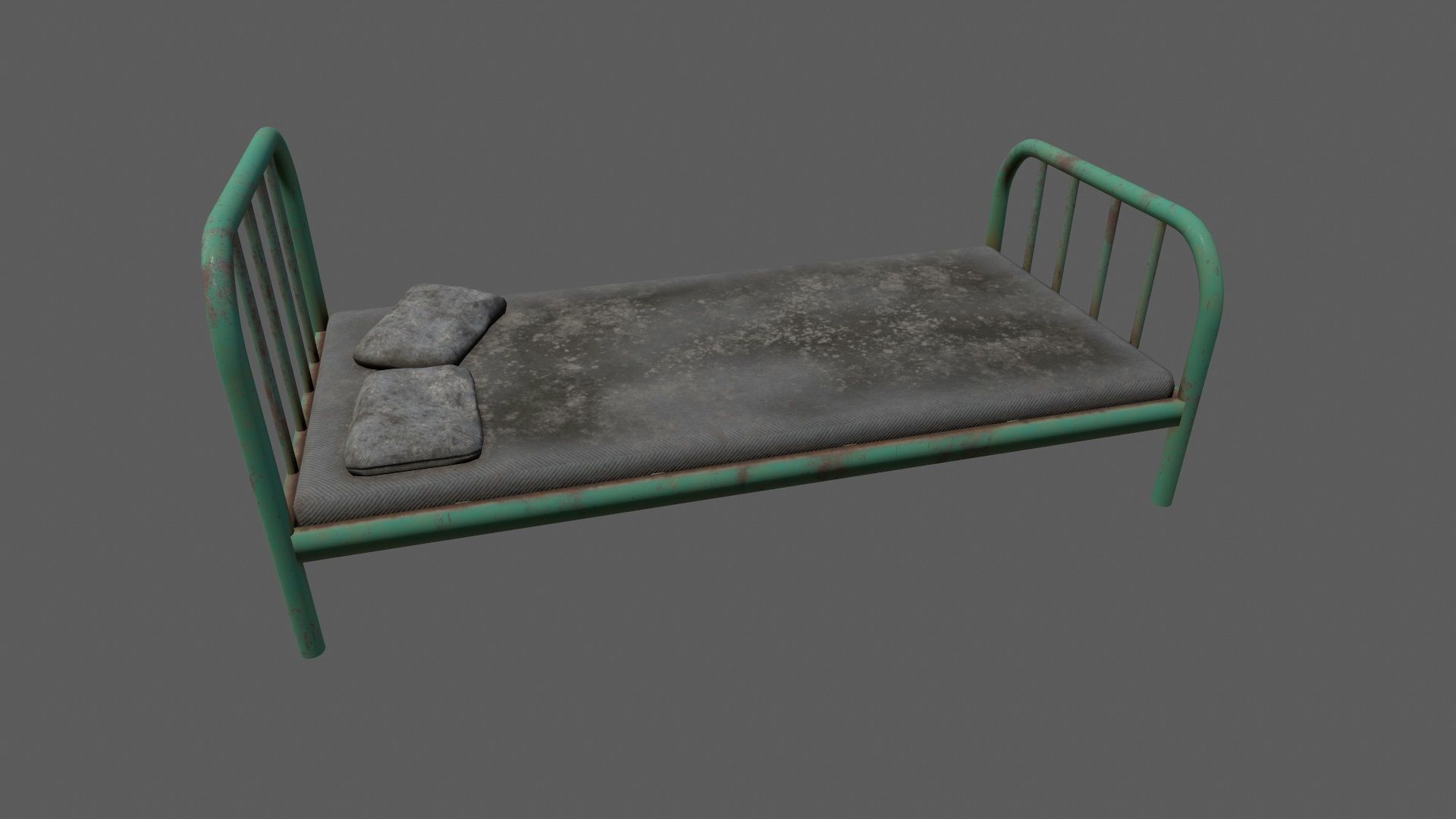 old bed  Low-poly 3D model_1