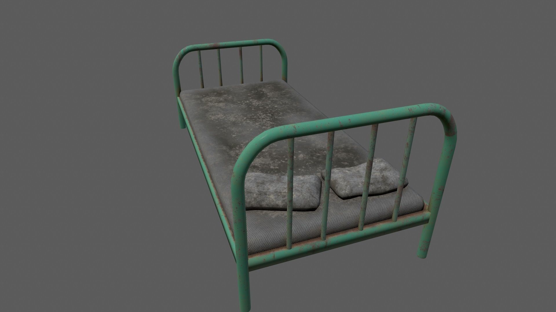 old bed  Low-poly 3D model_4