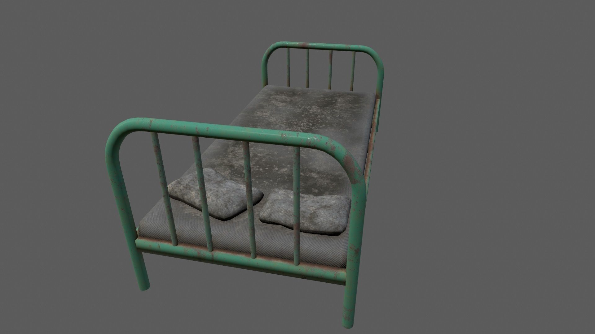 old bed  Low-poly 3D model_3