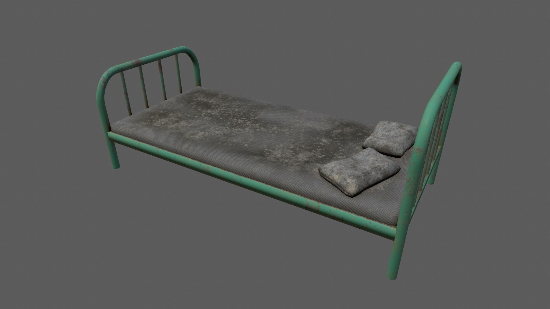 old bed  Low-poly 3D model_5