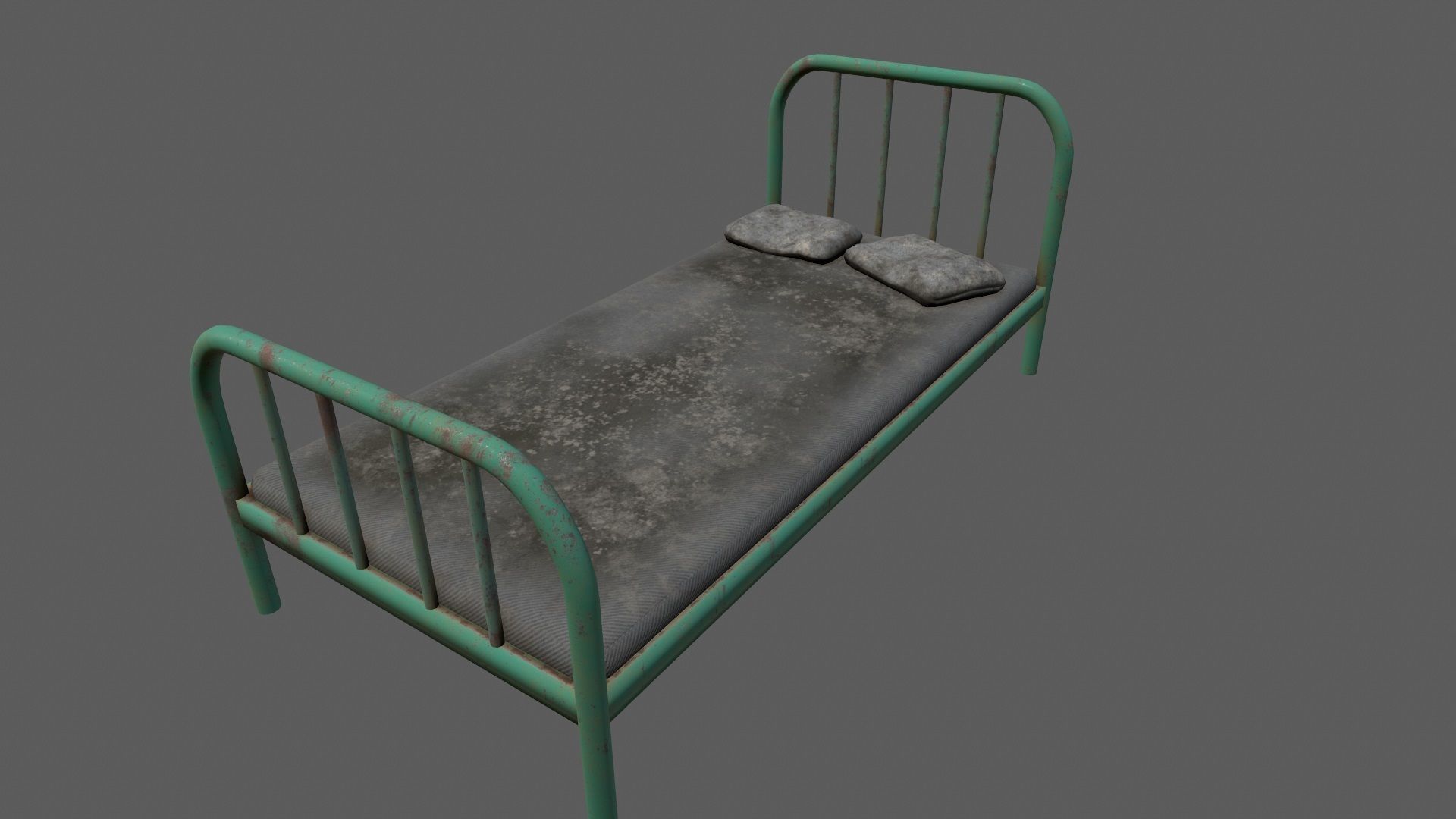 old bed  Low-poly 3D model_7