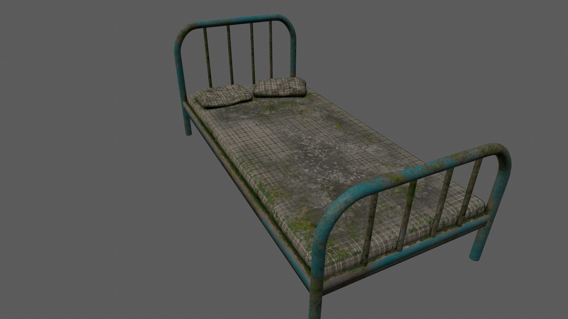 old bed   Low-poly 3D model_8