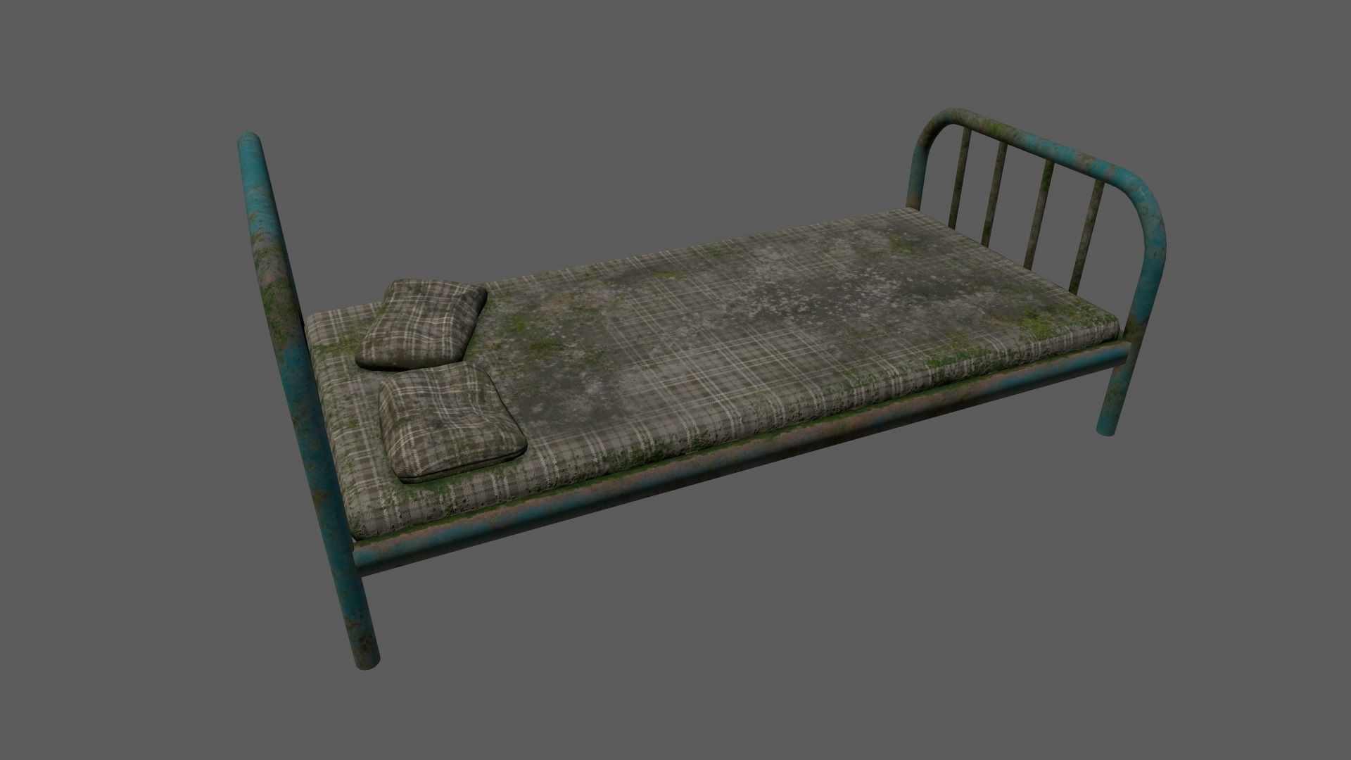 old bed   Low-poly 3D model_1