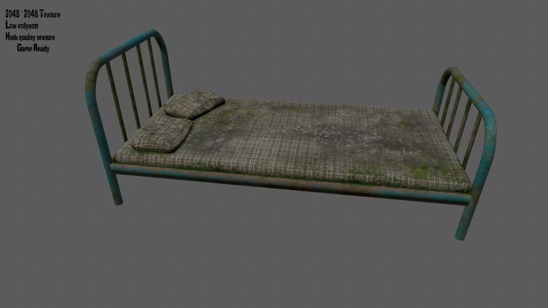 old bed   Low-poly 3D model_0