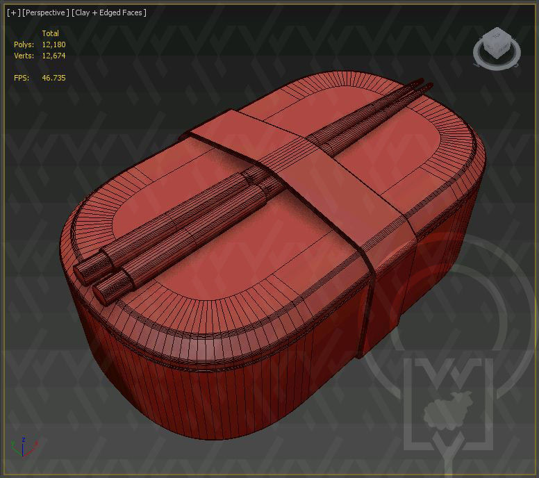 Bento box Cat Onigiri Chamfer Edge 3D model_30