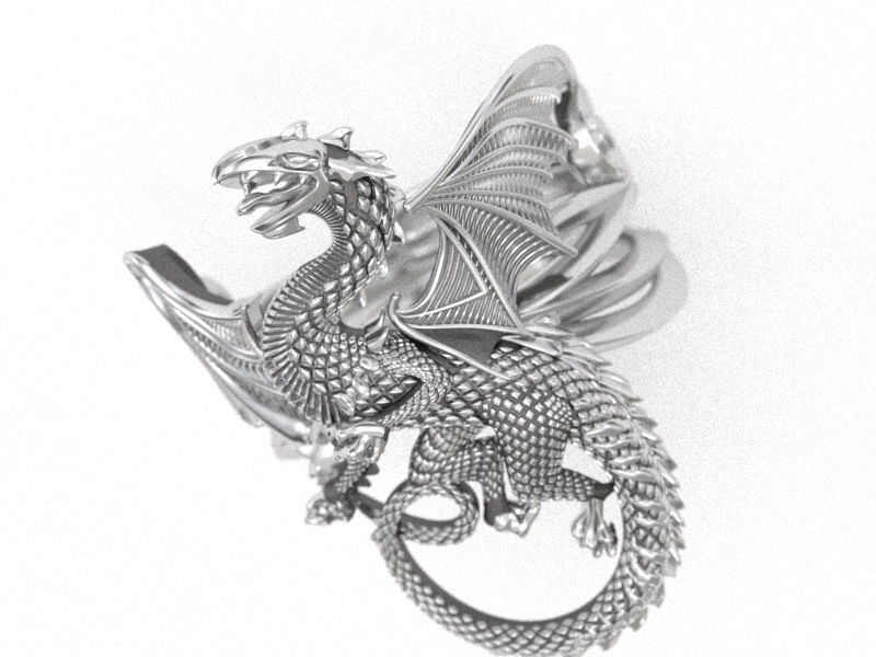 whitby-wyrm dragon ring 3D print model_3