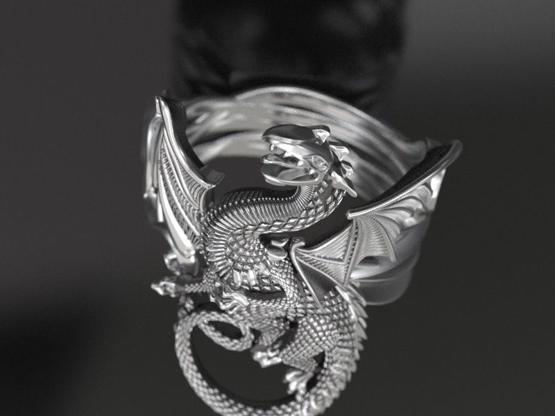 whitby-wyrm dragon ring 3D print model_4