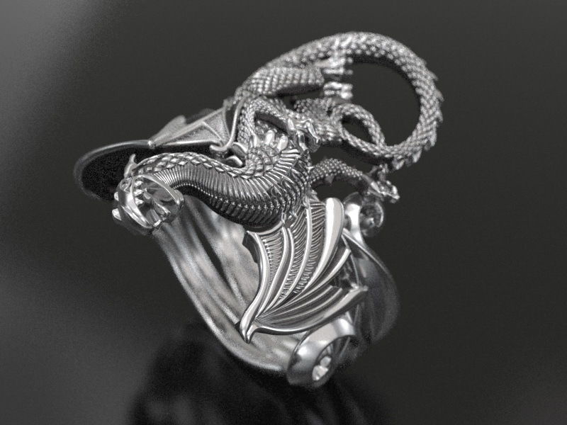 whitby-wyrm dragon ring 3D print model_5