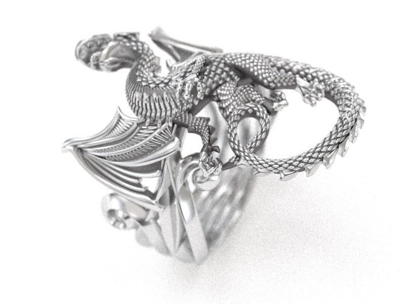 whitby-wyrm dragon ring 3D print model_1