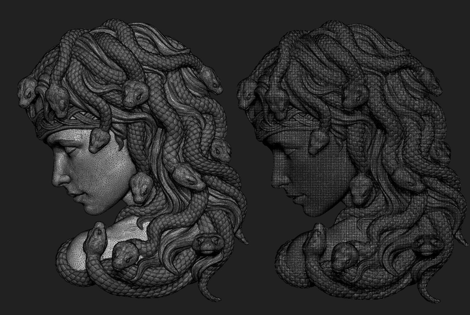 Medusa Bas-Relief 3D print model_4