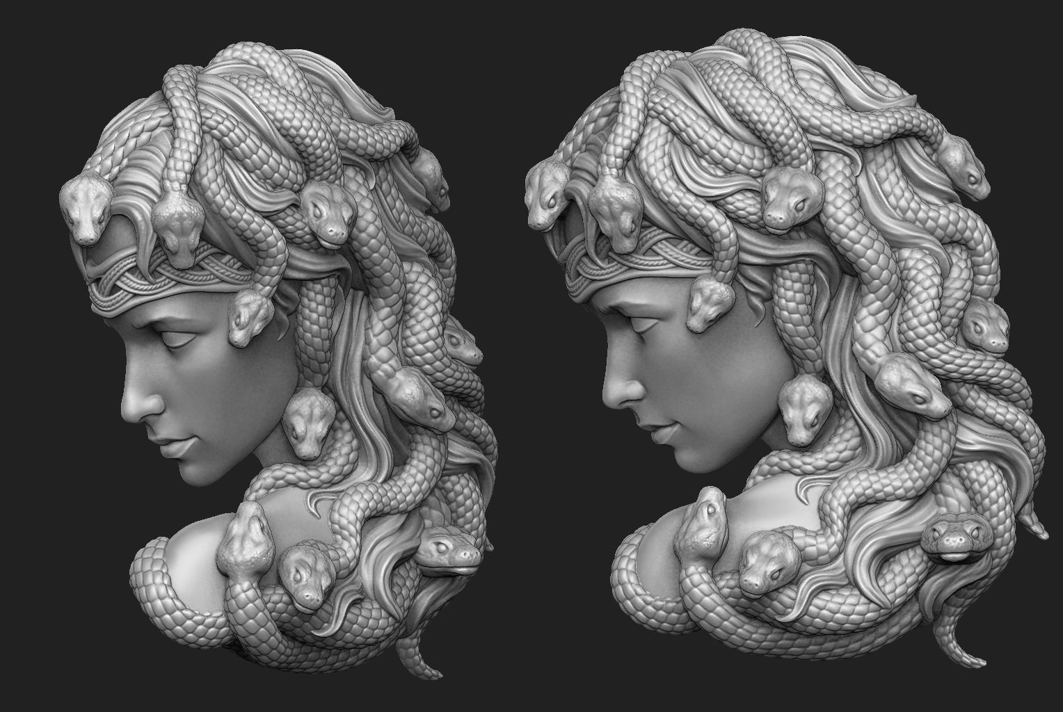 Medusa Bas-Relief 3D print model_1