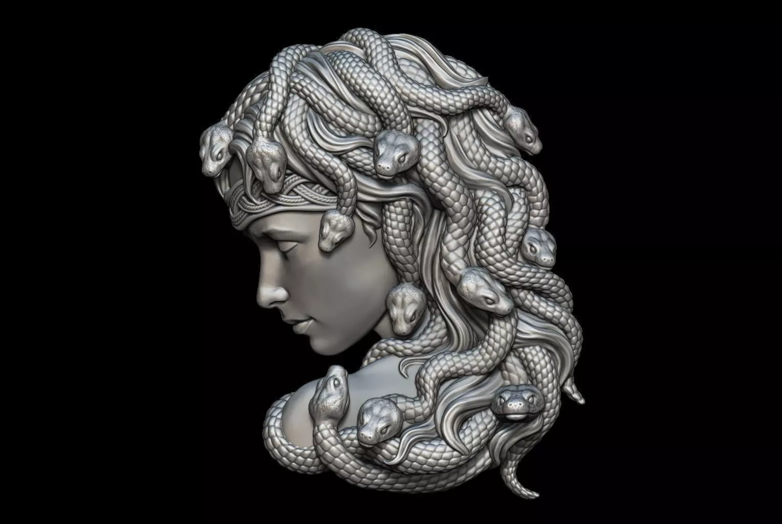 Medusa Bas-Relief 3D print model_0