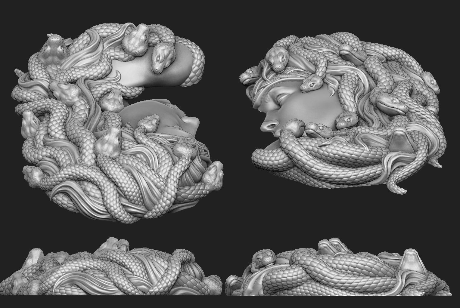 Medusa Bas-Relief 3D print model_3