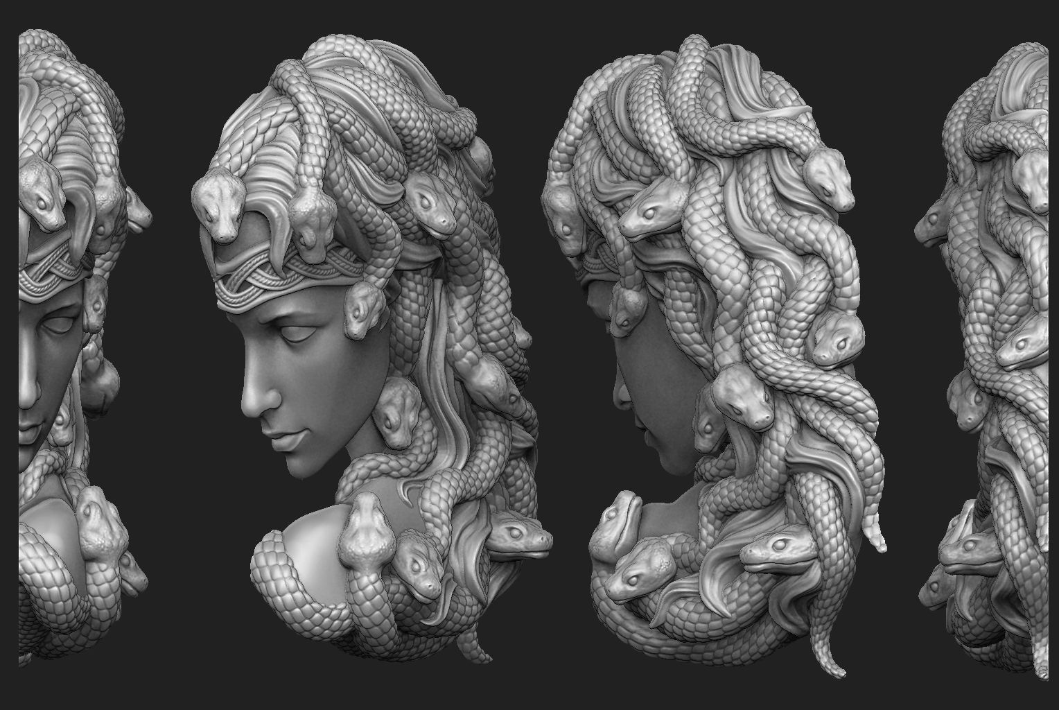 Medusa Bas-Relief 3D print model_2