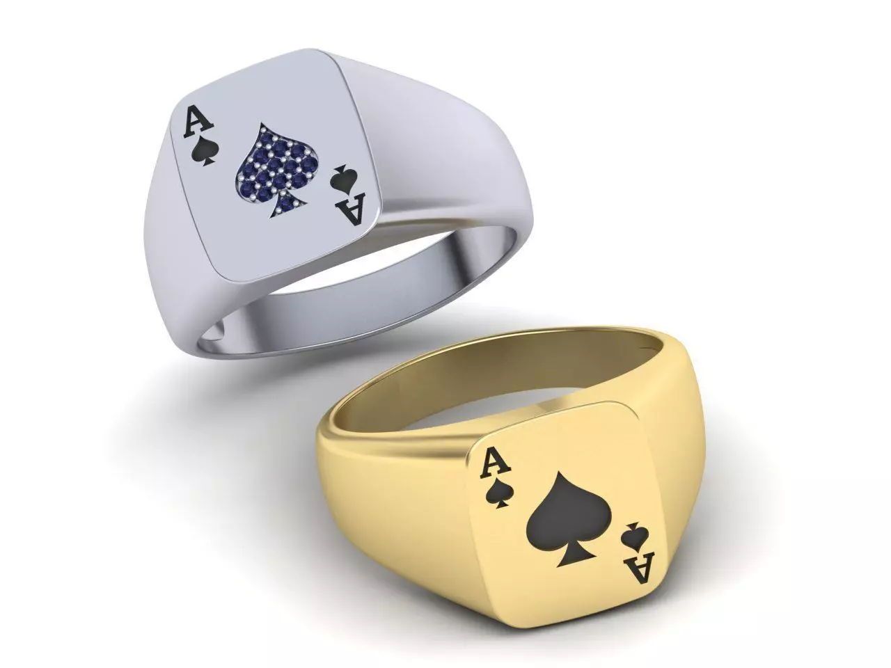 Ace Poker ring 3d model Enameled or with Diamonds v2 3D print model