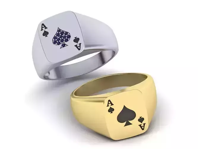 Ace Poker ring 3d model Enameled or with Diamonds v2 3D print model