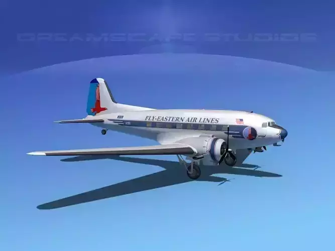 Douglas DC-3 Eastern Airlines 2 3D model