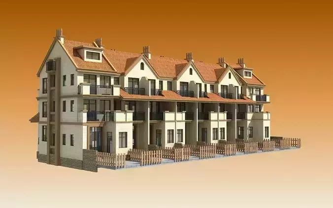 TOWN HOUSES  Low-poly 3D model