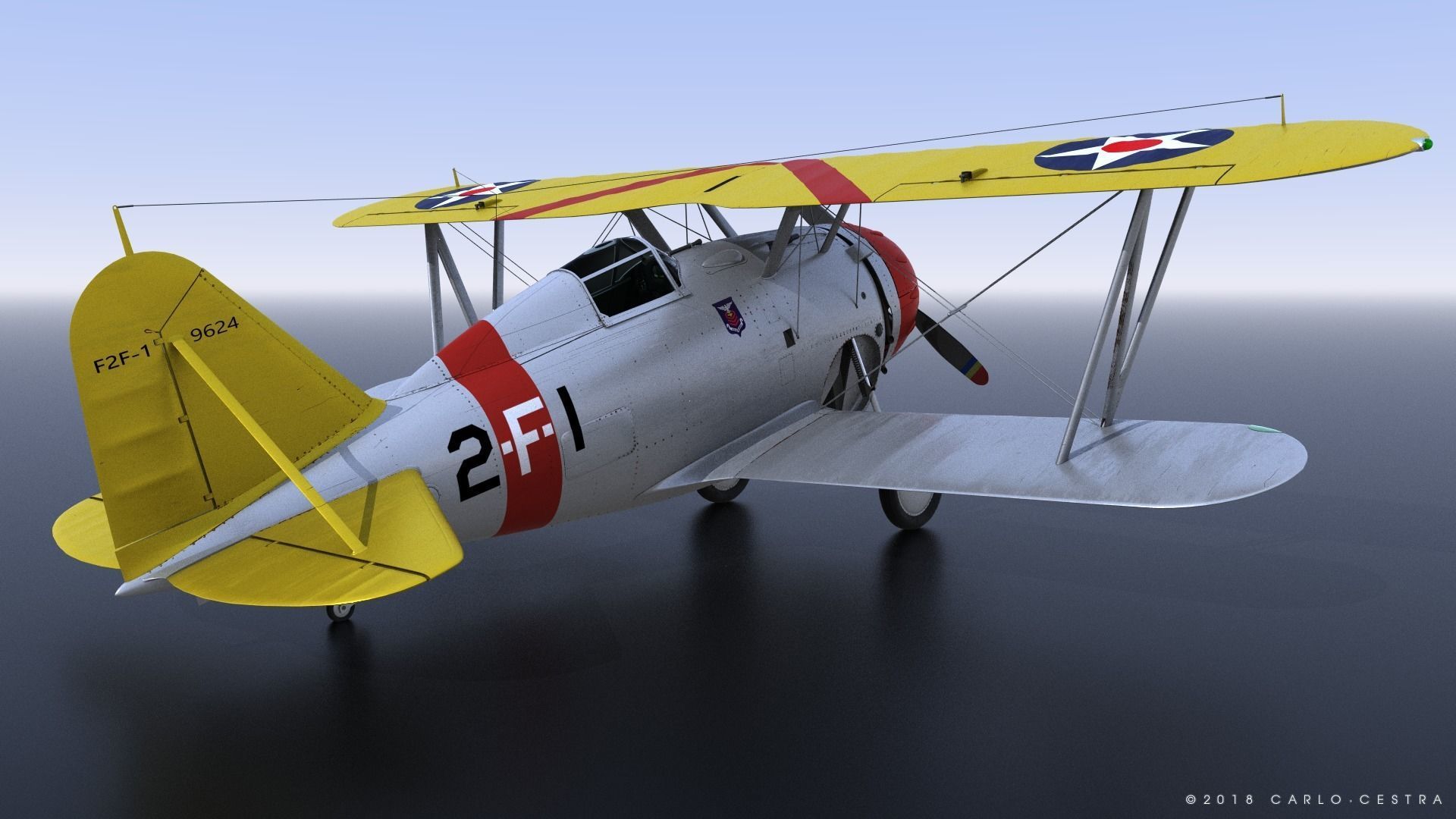 F2F-1 USS Lexington CV-2 1935-36 Low-poly 3D model_3