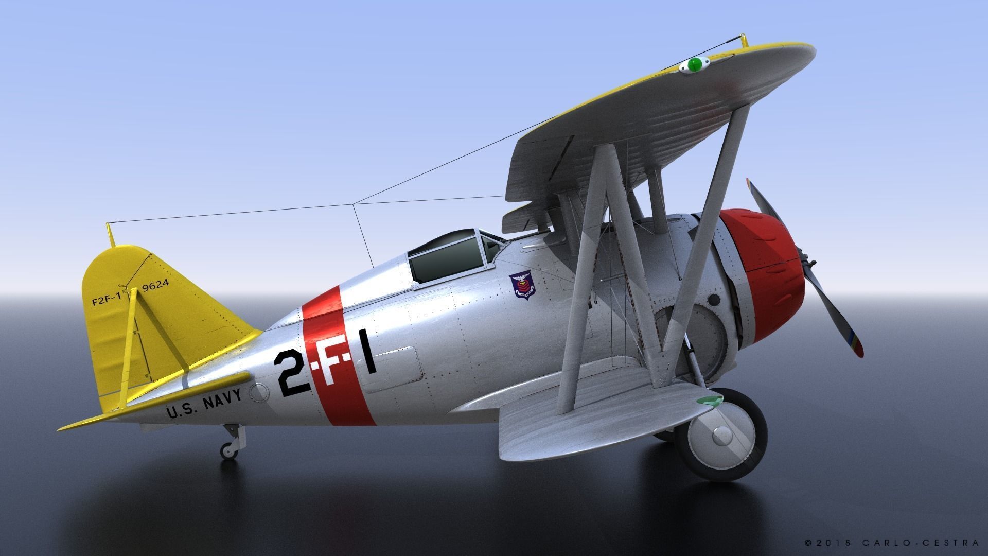 F2F-1 USS Lexington CV-2 1935-36 Low-poly 3D model_13