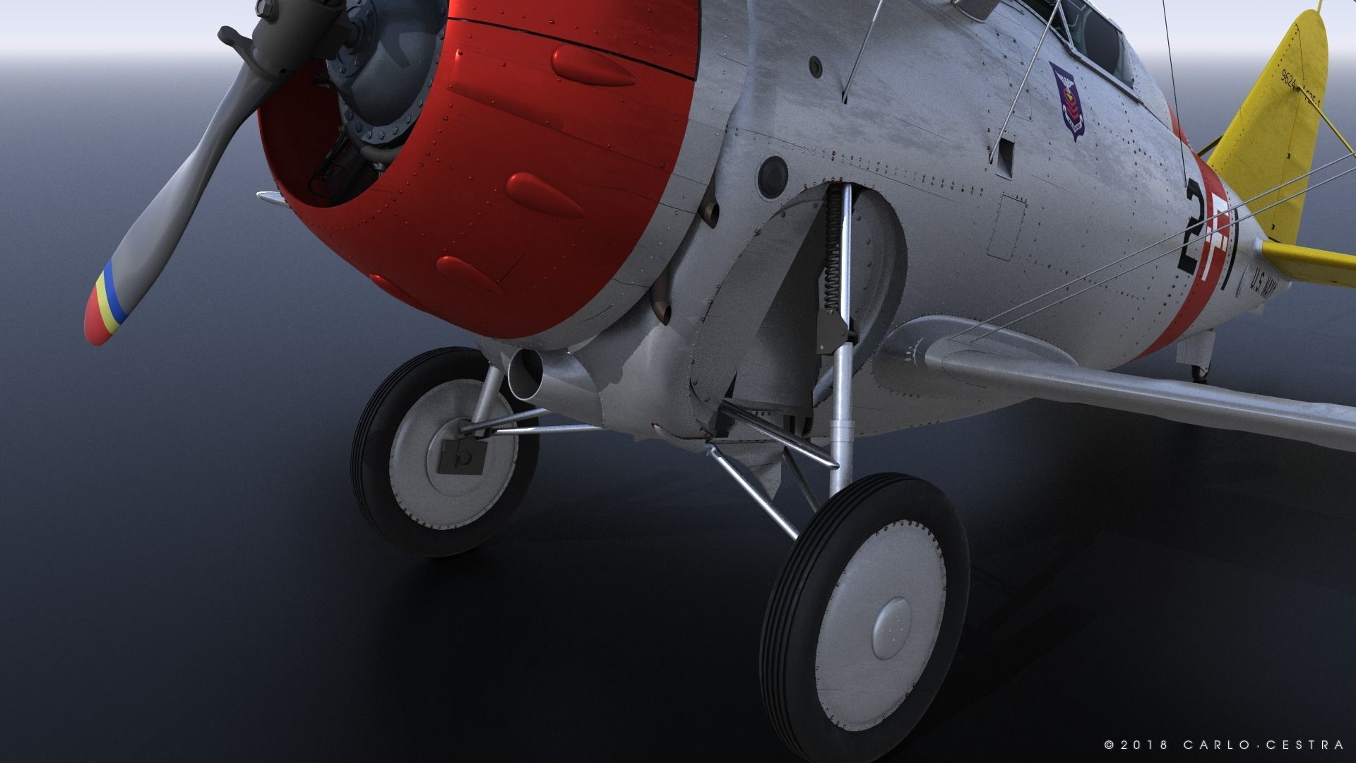 F2F-1 USS Lexington CV-2 1935-36 Low-poly 3D model_8