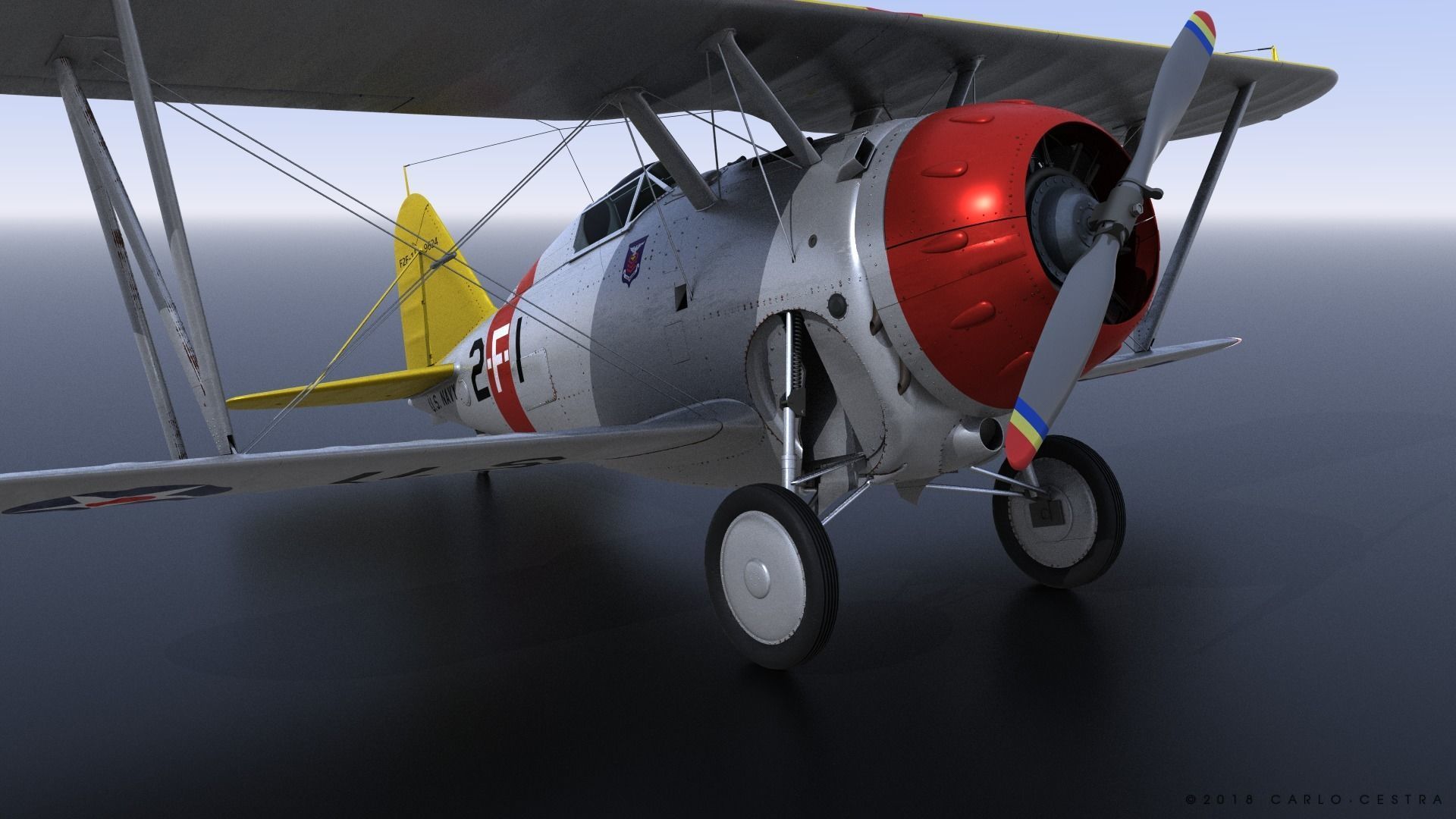 F2F-1 USS Lexington CV-2 1935-36 Low-poly 3D model_19