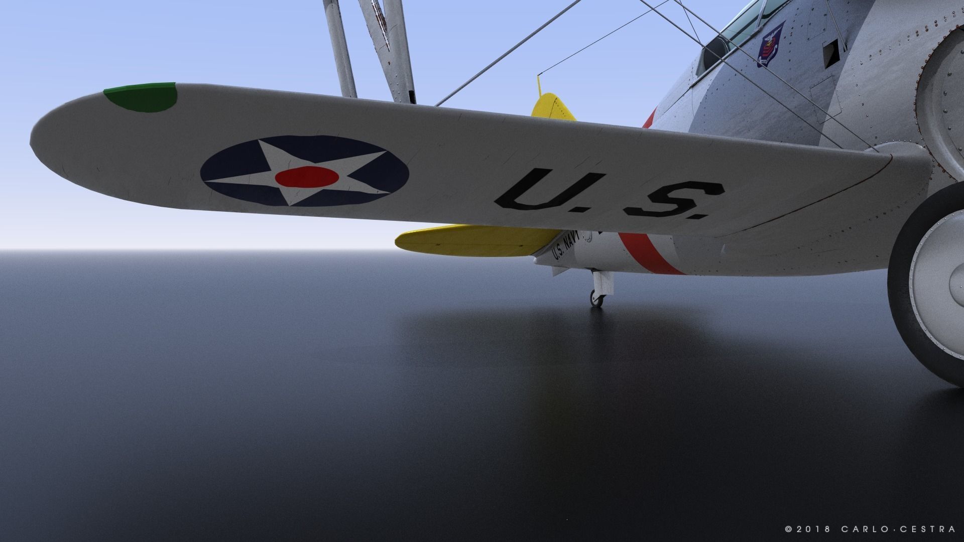 F2F-1 USS Lexington CV-2 1935-36 Low-poly 3D model_10