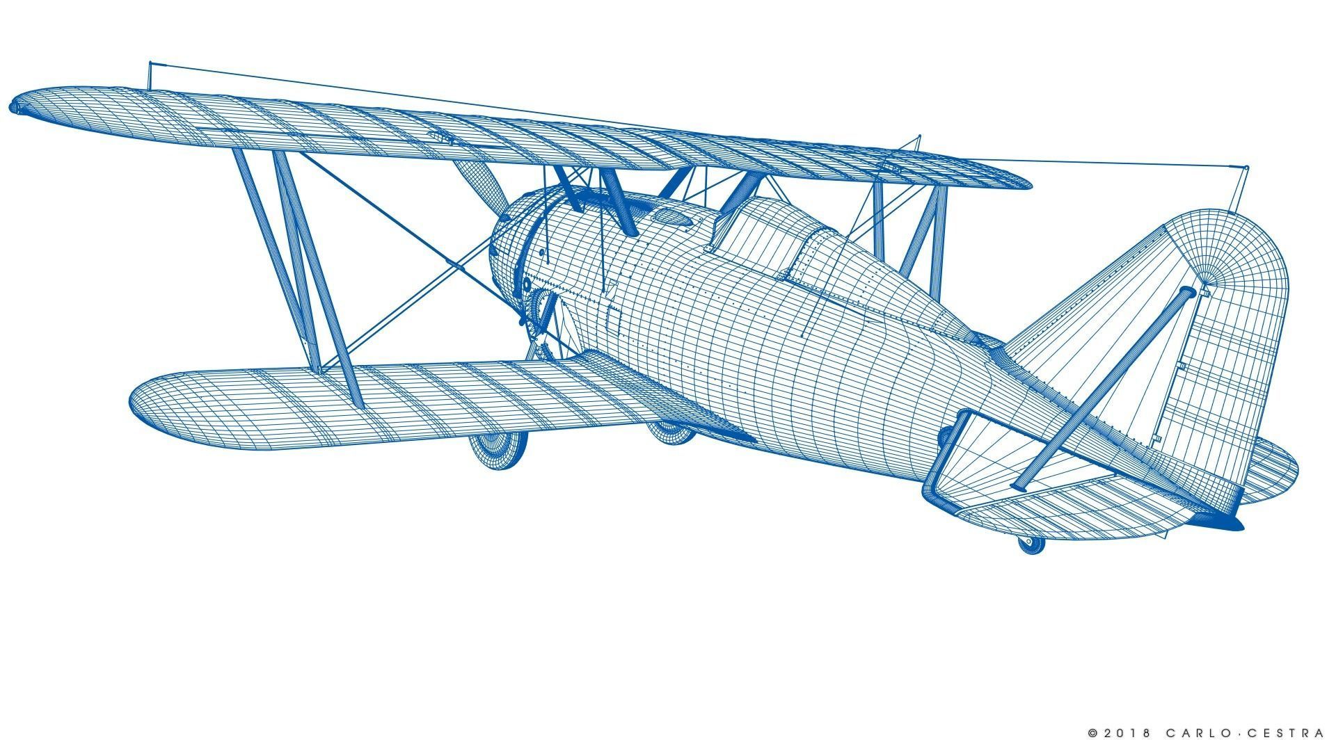 F2F-1 USS Lexington CV-2 1935-36 Low-poly 3D model_34