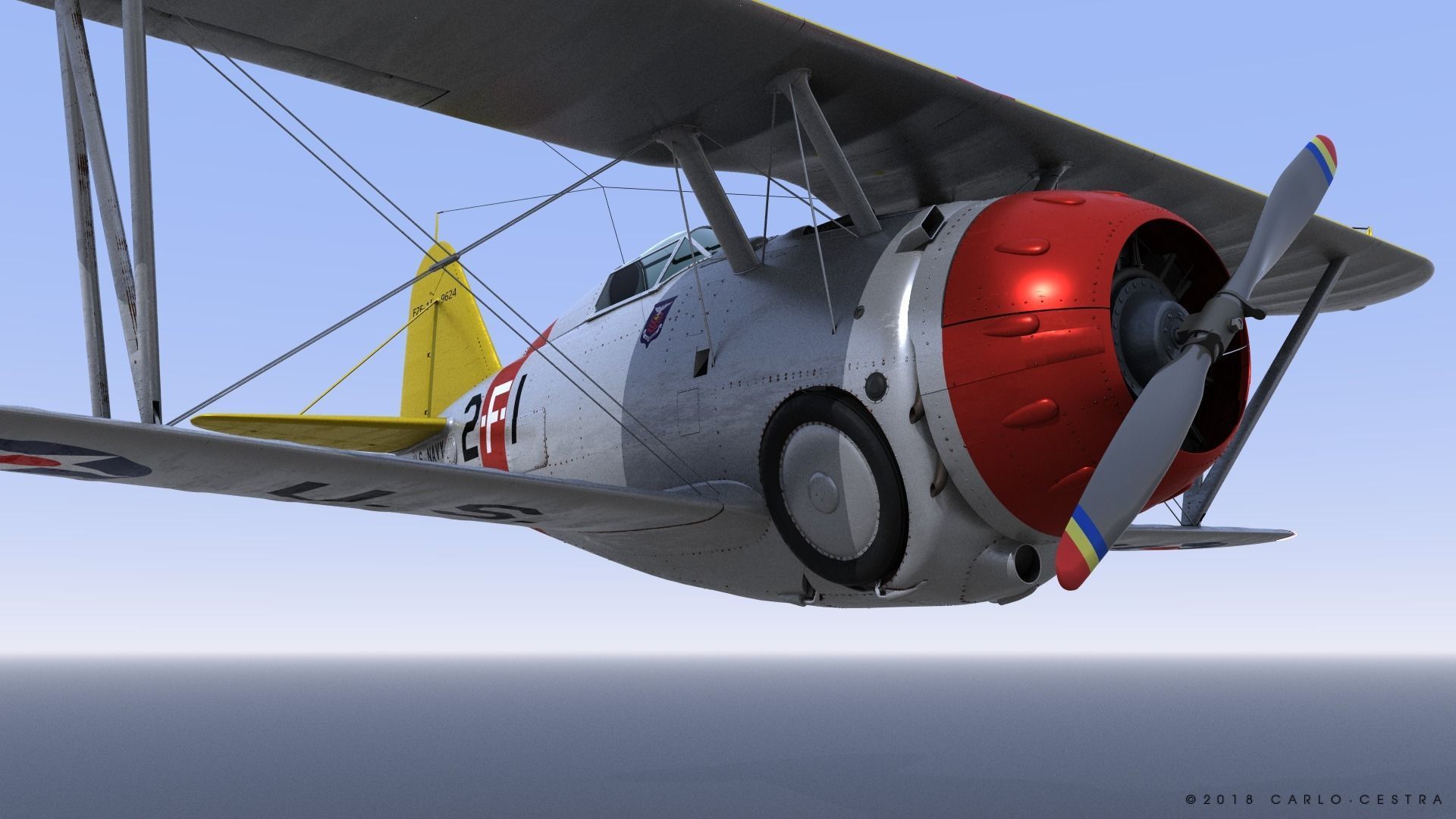 F2F-1 USS Lexington CV-2 1935-36 Low-poly 3D model_20