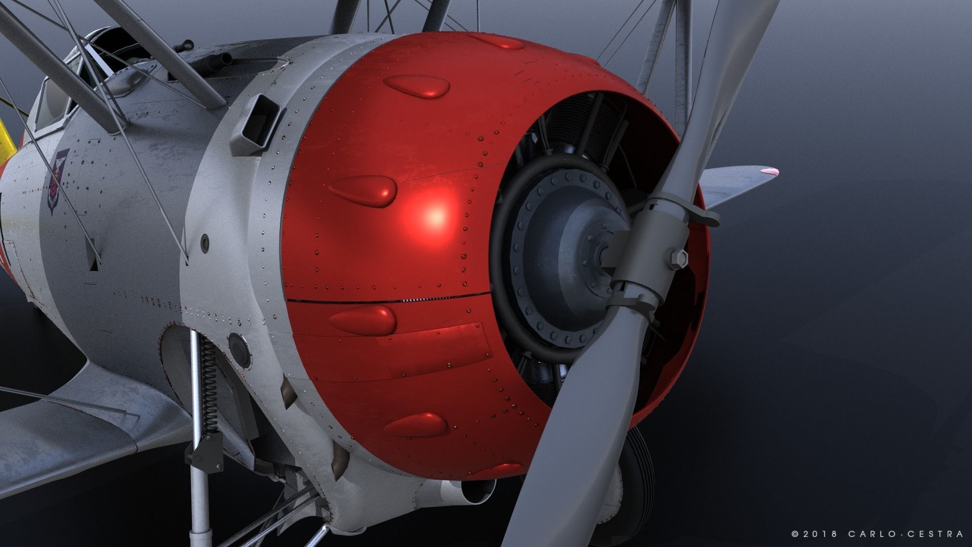 F2F-1 USS Lexington CV-2 1935-36 Low-poly 3D model_5