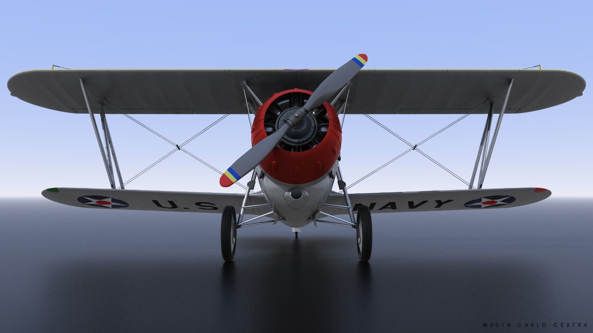 F2F-1 USS Lexington CV-2 1935-36 Low-poly 3D model_12