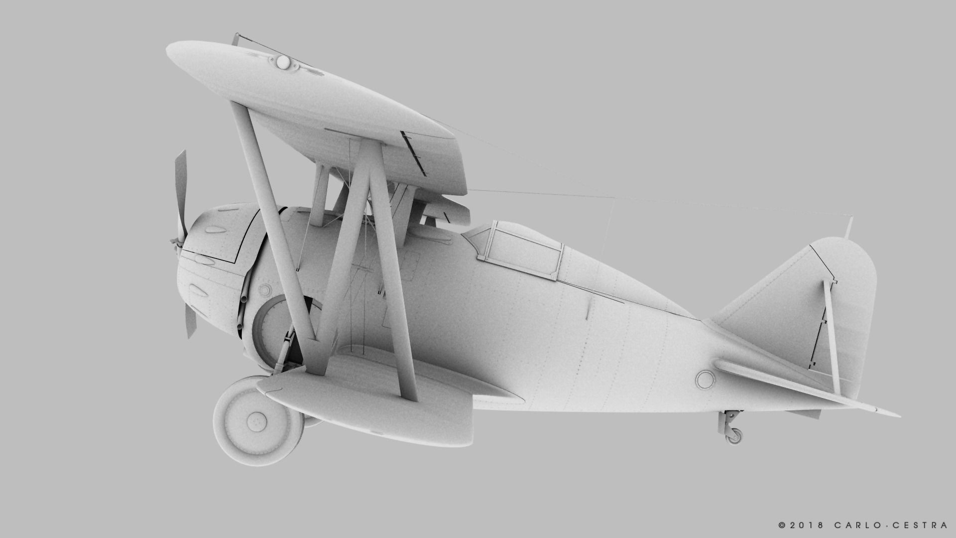 F2F-1 USS Lexington CV-2 1935-36 Low-poly 3D model_29